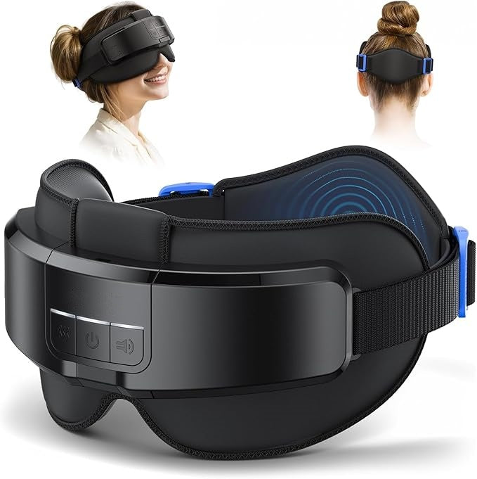 Head & Eye Massager – 3D Compression, Heat, Adjustable Intensity, and Bluetooth Music