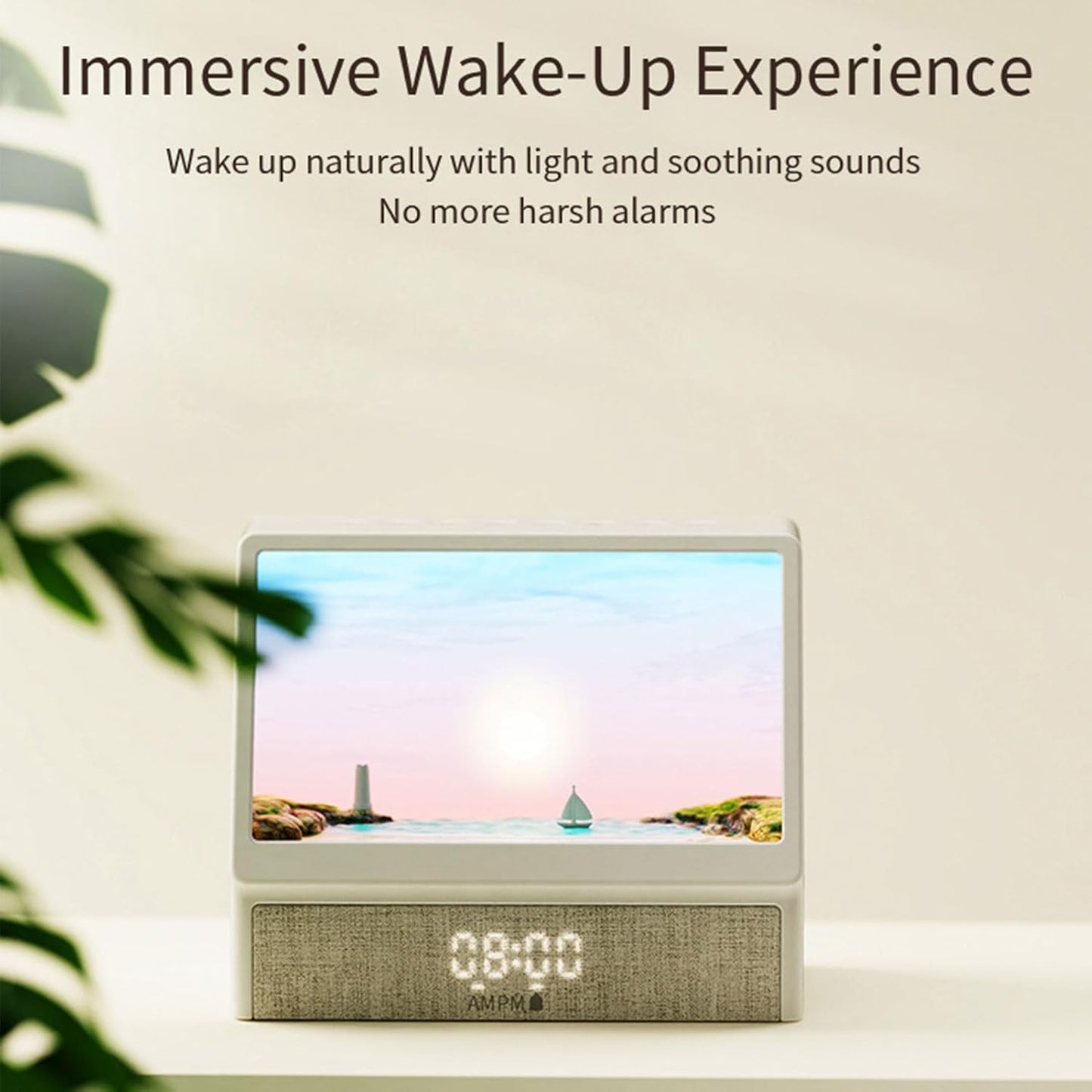 Bluetooth Speaker Alarm Clock – Sunrise Wake-Up Light, 24 White Noises, Backlit Remote