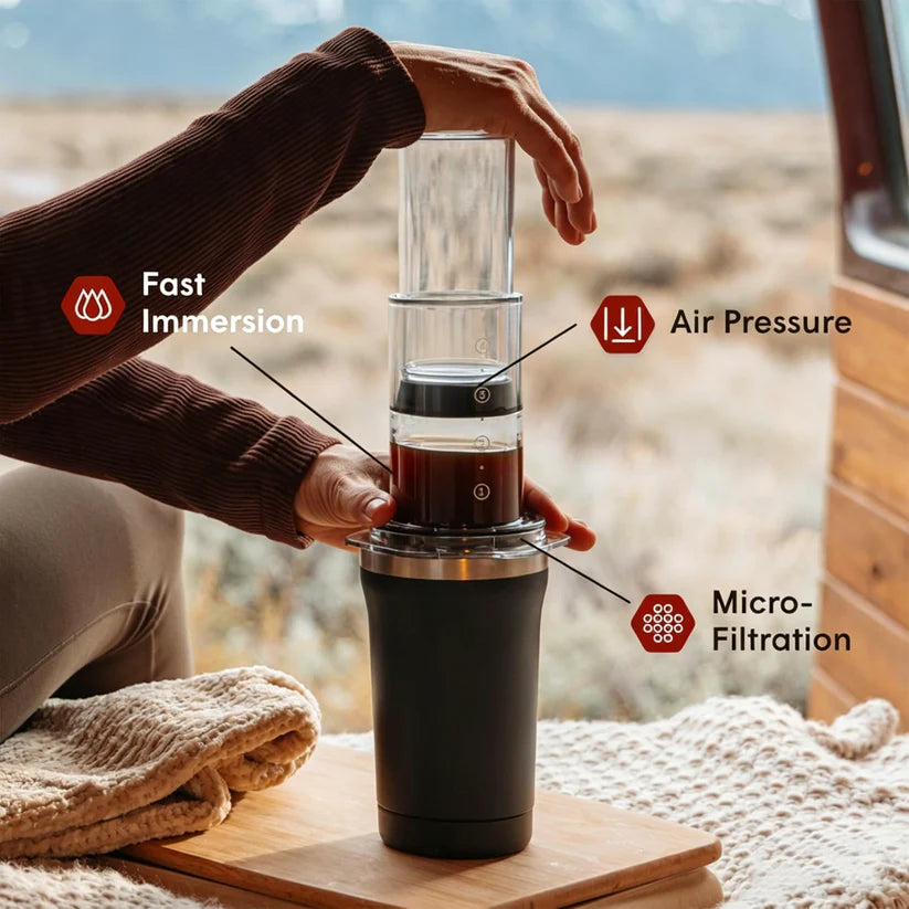 3-in-1 Portable Coffee Maker Kit – French Press, Pour-Over & Espresso Style