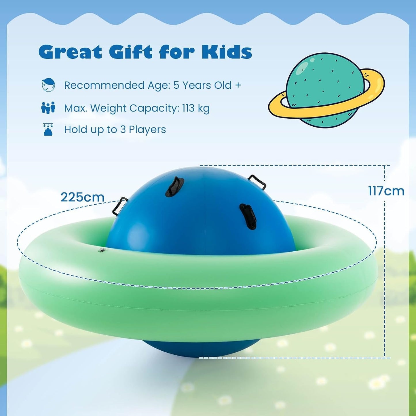 Giant Inflatable Dome Rocker – 7.5FT Active Play Sphere with 6 Handles