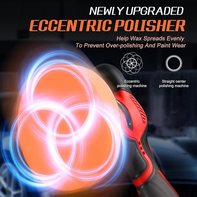 Cordless Car Buffer Polisher – 21V with 2×4.0Ah Batteries