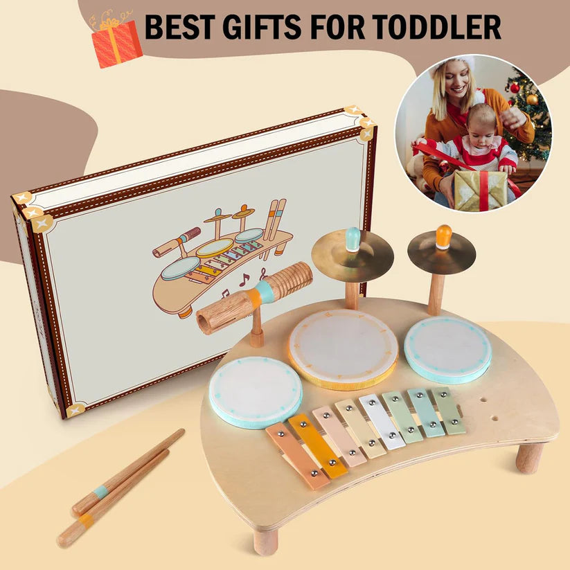Toddler Drum Set with Xylophone – Montessori Musical Toy for Ages 1–3
