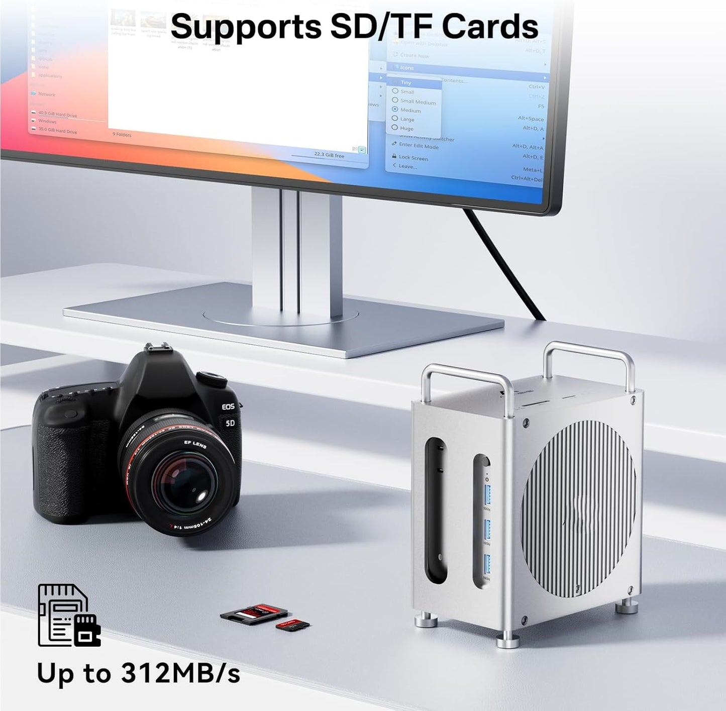 40Gbps Mac mini M4 Docking Station – Dual-Bay NVMe SSD Enclosure, 11-in-1 Workstation