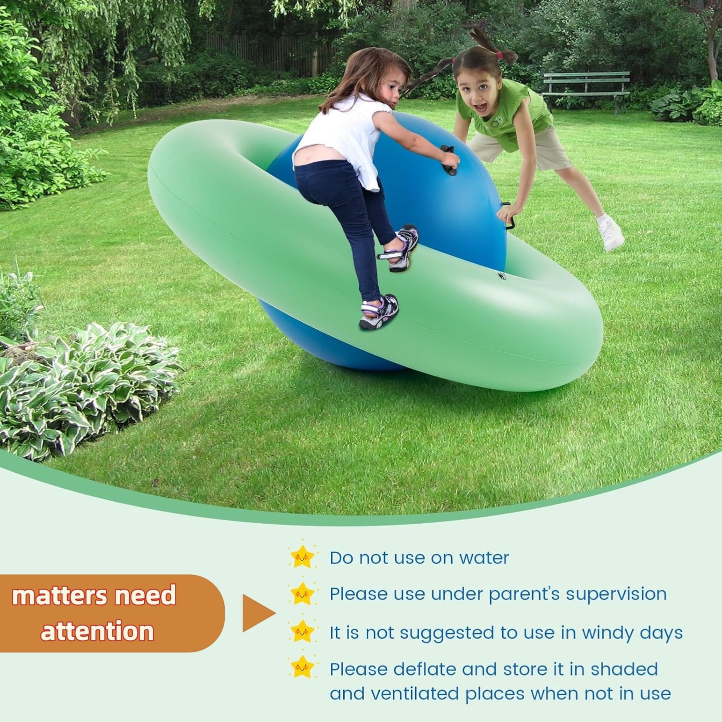 Giant Inflatable Dome Rocker – 7.5FT Active Play Sphere with 6 Handles