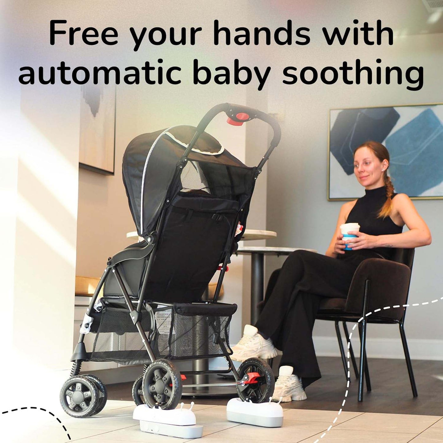 Smart Baby Soother – Automatic Stroller Rocker with Wireless Remote & 90-Minute Timer