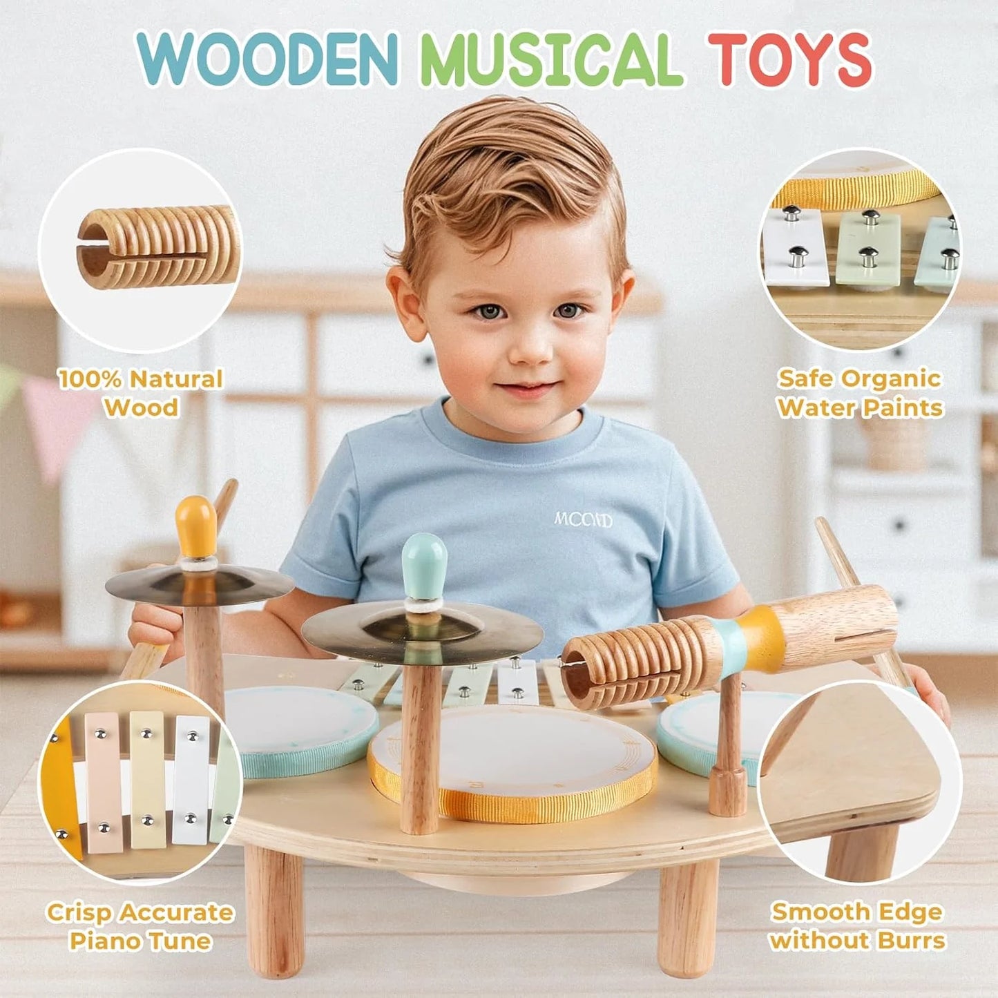 Toddler Drum Set with Xylophone – Montessori Musical Toy for Ages 1–3