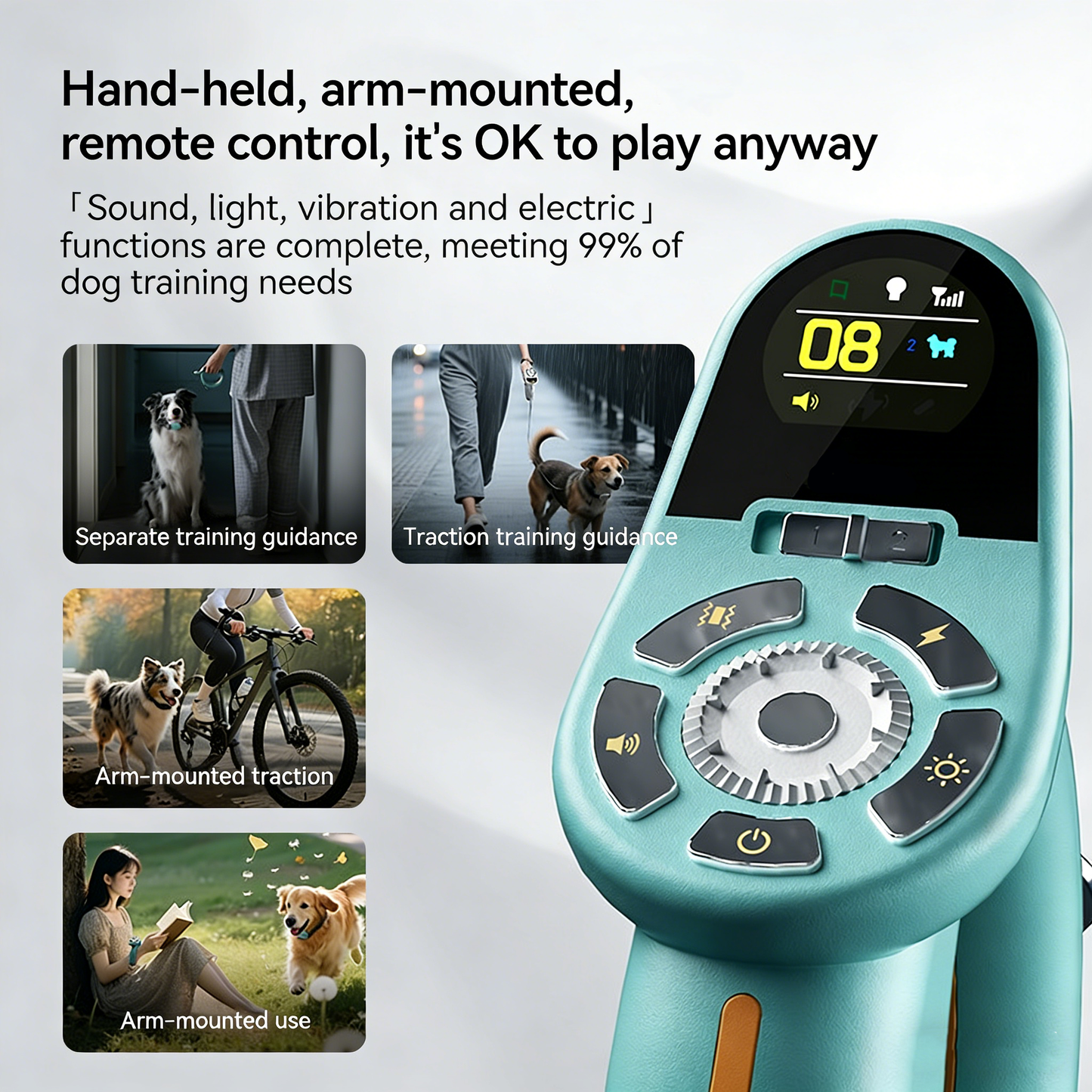 Wireless Pet Trainer + Retractable Leash – One-Button Brake System