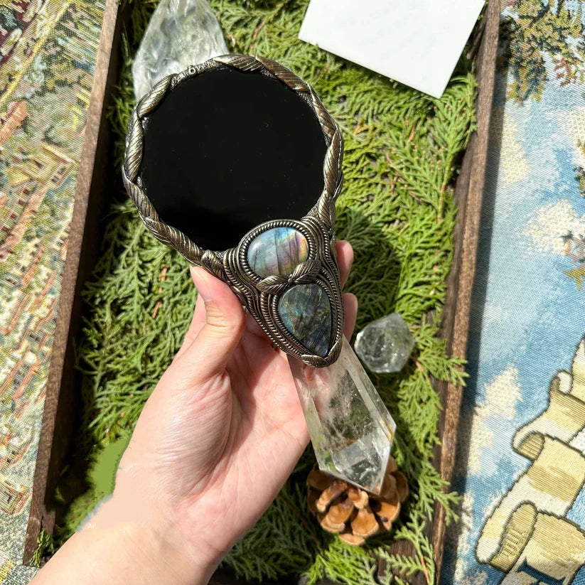 Natural Handmade Black Obsidian Mirror