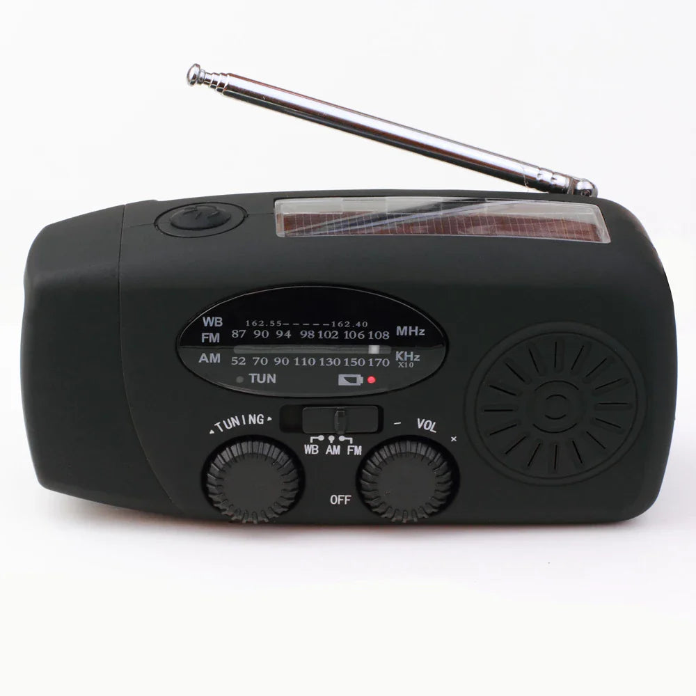 Rechargeable Emergency Radio – Solar, Hand Crank & USB Charging
