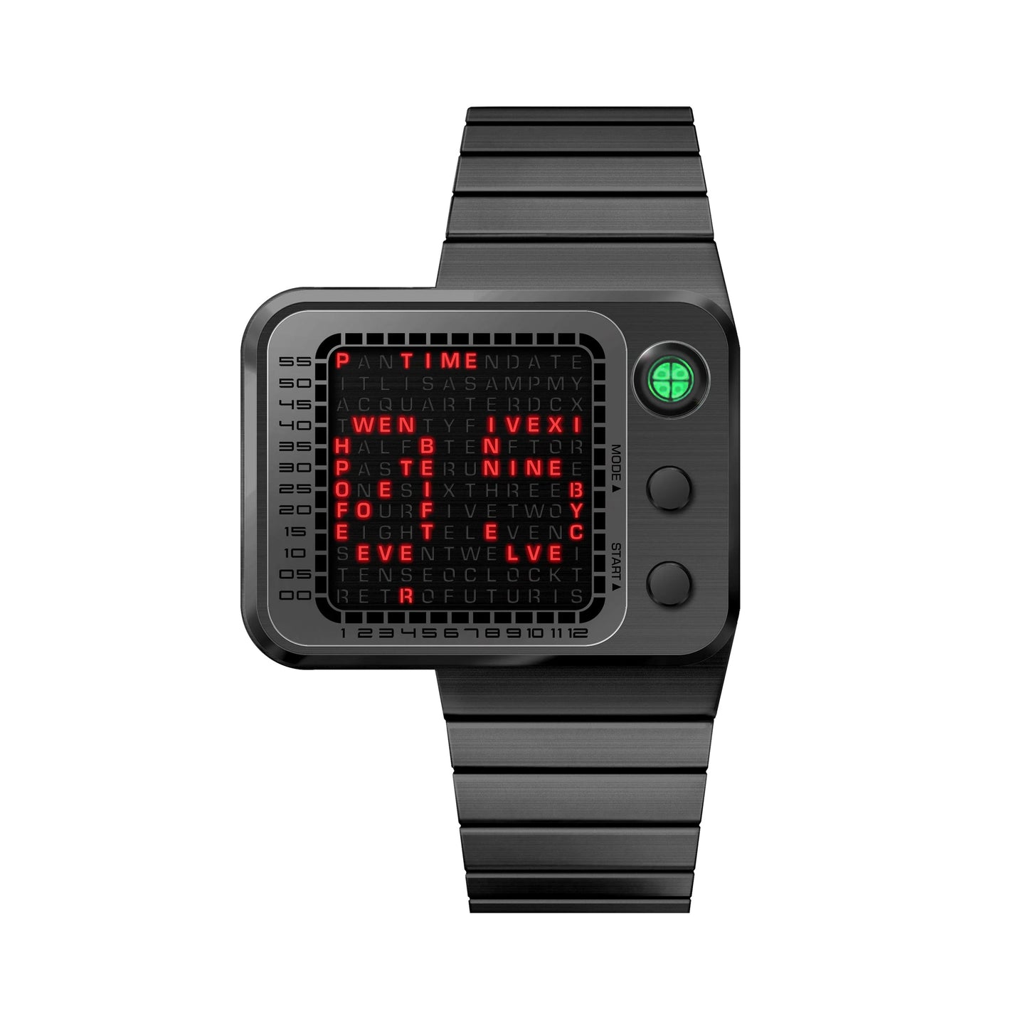Electronic Digital Movement Watch – Waterproof Metal Case, Adjustable Stainless Steel Strap