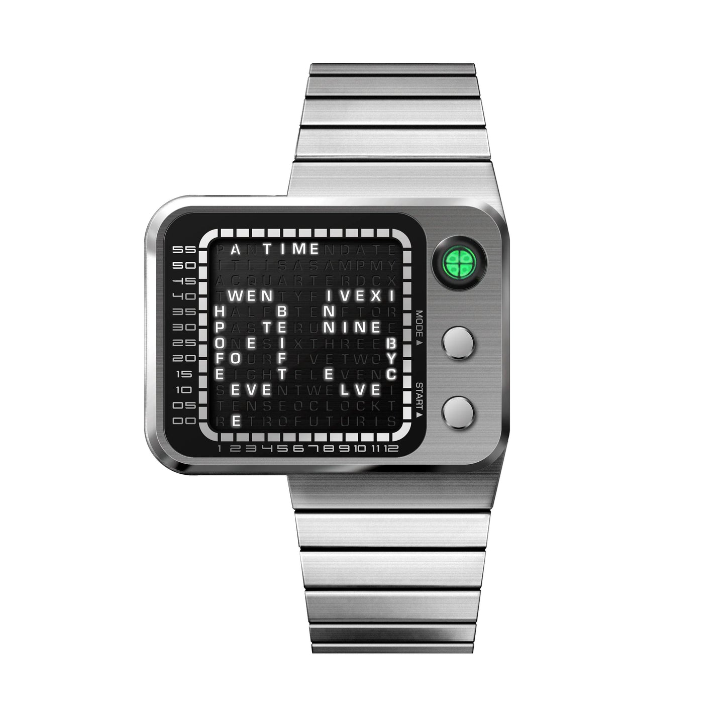 Electronic Digital Movement Watch – Waterproof Metal Case, Adjustable Stainless Steel Strap