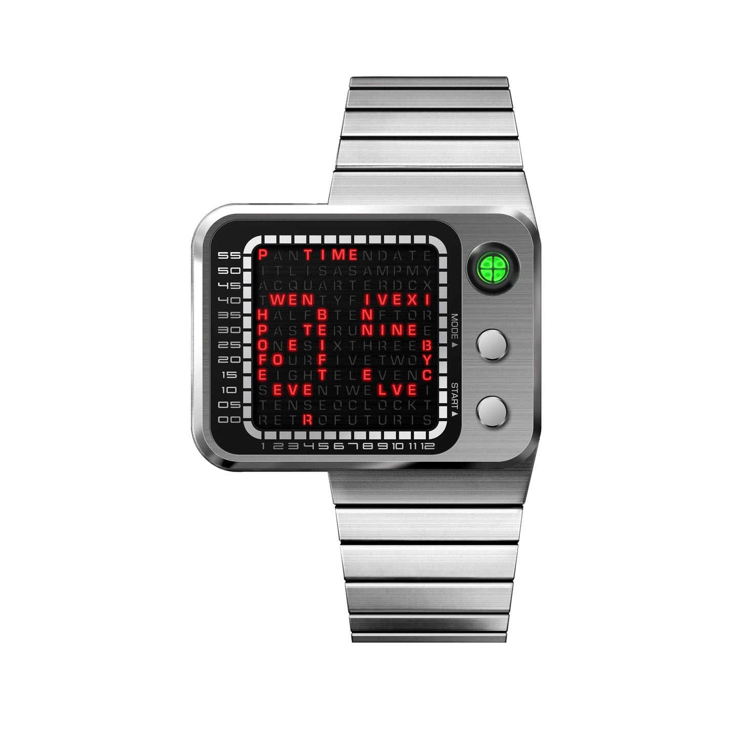 Electronic Digital Movement Watch – Waterproof Metal Case, Adjustable Stainless Steel Strap