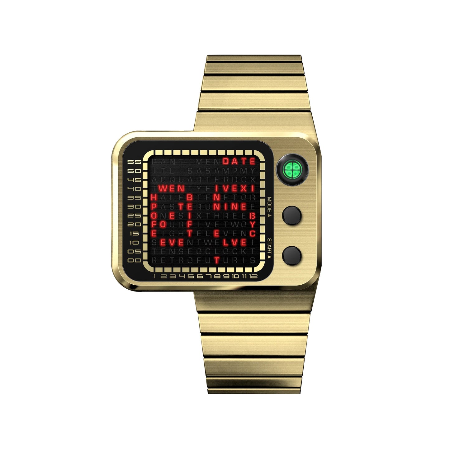 Electronic Digital Movement Watch – Waterproof Metal Case, Adjustable Stainless Steel Strap