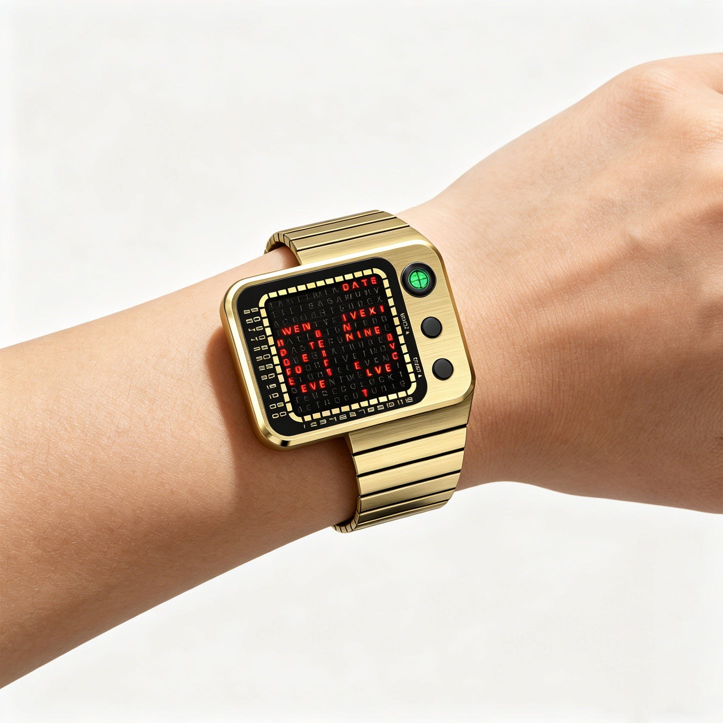 Electronic Digital Movement Watch – Waterproof Metal Case, Adjustable Stainless Steel Strap